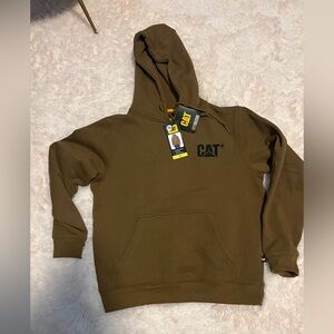 CAT Caterpillar Men's  Hoodie with Embroidered Front Logo, Brown,Size Small